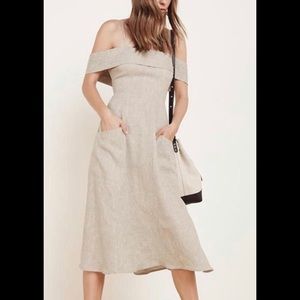 Reformation Beige Linen Dress